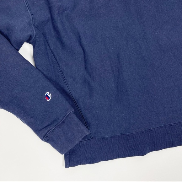 Champion Reverse Weave Navy Hoodie Medium - Picture 6 of 8